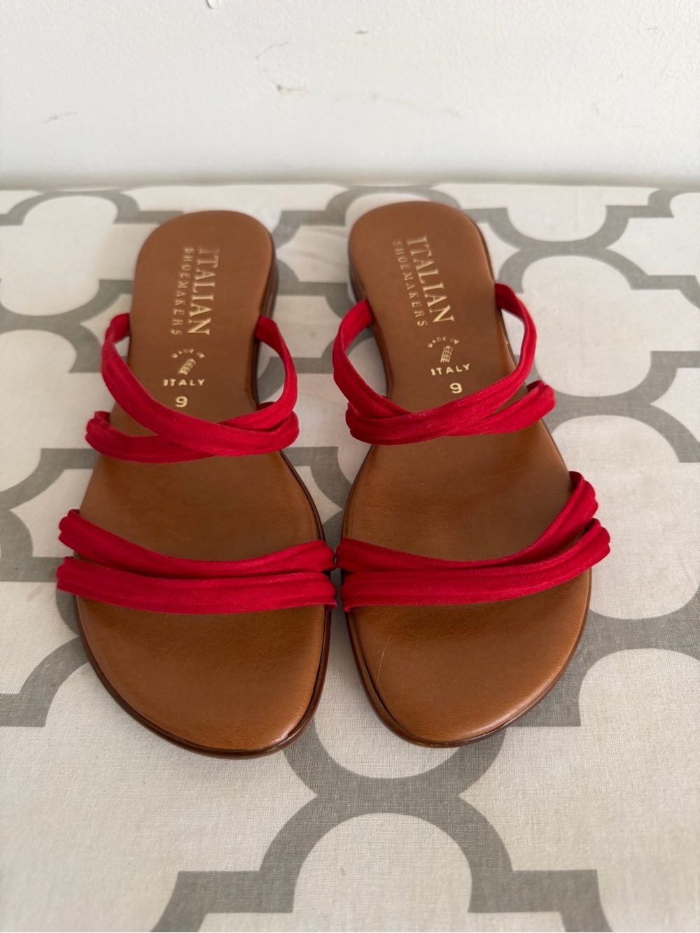 Italian Shoemakers Red Multi-Strap Slide Sandals